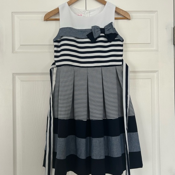 Bonnie Jean Blue and White Spring/Summer Easter Dress girls size 12 - Picture 1 of 5